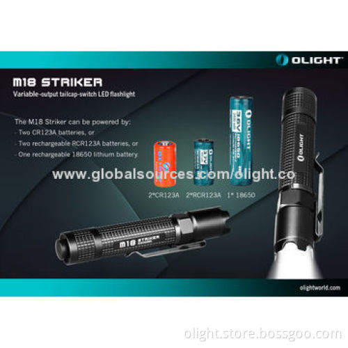 LED Flashlight, Self Defense with Strike Bezel, Tailcap Switch, 800lm Tactical